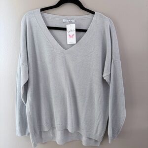 NWT Gigi Moda Silver Metallic Sparkle Sweater